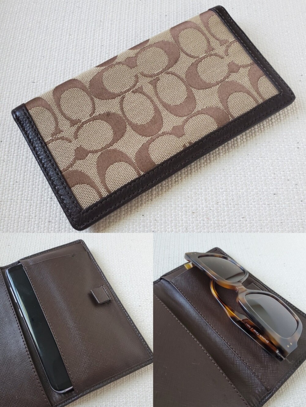 Coach Y2K Signature Checkbook Holder Organizer Case Slim Bifold Wallet